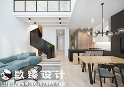 銀川別墅裝修設計|鮮明的色彩對比營造出震撼卻舒適的空間氛圍|镹臻裝飾