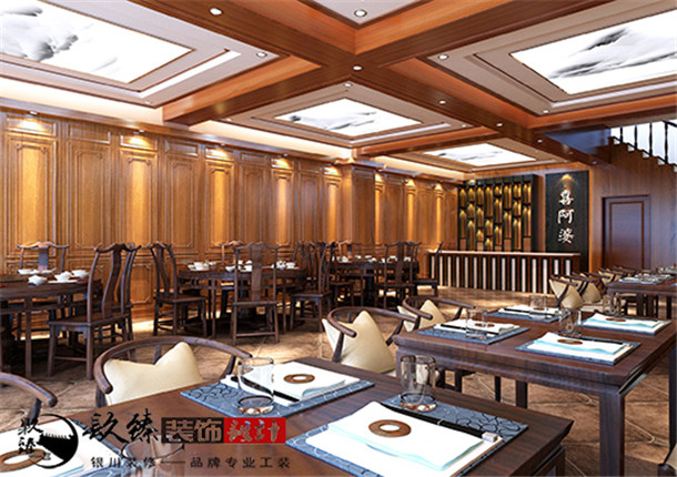 銀川餐廳裝修效果圖|銀川餐廳裝修設(shè)計|镹臻裝飾