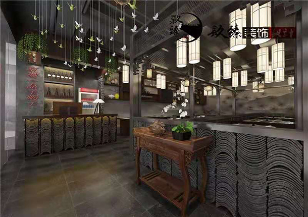 銀川餐廳裝修效果圖|銀川餐廳裝修設(shè)計|镹臻裝飾