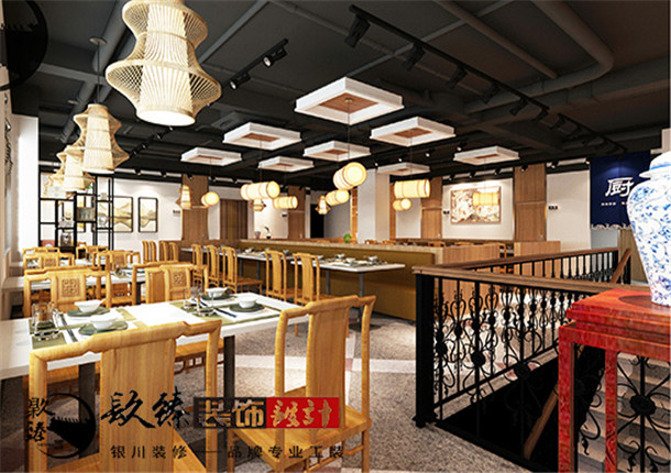 銀川餐廳裝修效果圖|銀川餐廳裝修設(shè)計|镹臻裝飾